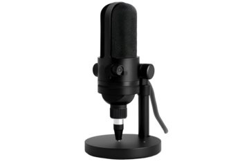Black Condenser Microphone on Stand Recording Studio Equipment