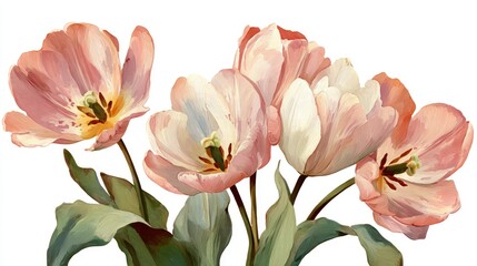 Obraz premium Lush red tulips gracefully present their textured petals and vibrant hues on a white surface