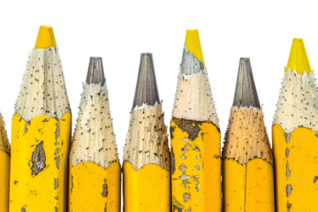 Well Used Yellow Pencils Close Up Shot
