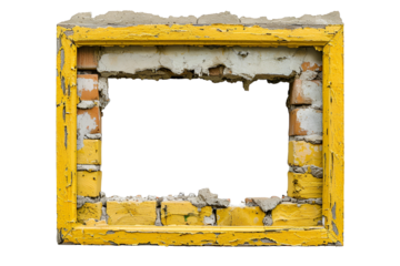 Yellow Frame Brick Wall Ruin Destruction