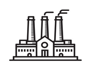 Industrial production factory icon in minimalist line style