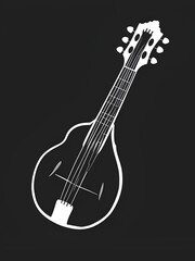 white mandolin vector icon on black background. modern flat mandolin from music and media concept vector sign symbol can be use for web, mobile and logo.