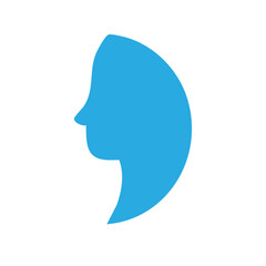 A side profile silhouette in turquoise, representing introspection, thought, and identity