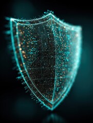 Digital shield representing cybersecurity and protection.