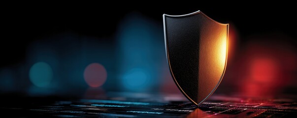 Shield with a glowing background representing protection and security.