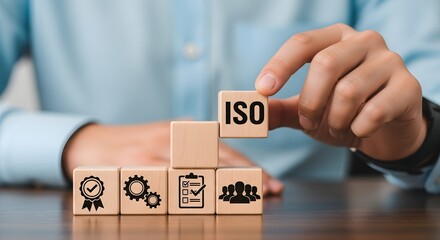 Iso certification process and standards concept for business quality management system