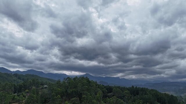 Evening Hyperlapse of Cloudy Sky Over Hills in Sri Lanka