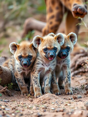 Hyena pups in the Maasai Mara in Kenya.