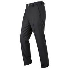 Black formal trousers with belt, front angle view, isolated png file