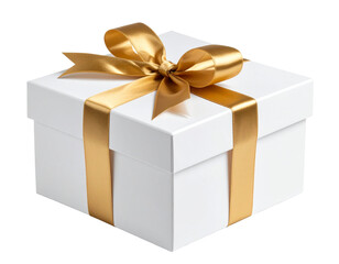 Obraz premium Untitled design - Elegant Gift Box with Golden Ribbon, isolated on a transparent background.