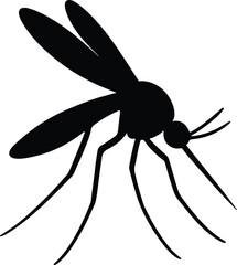 Silhouette mosquito close up in detailed black vector illustrator