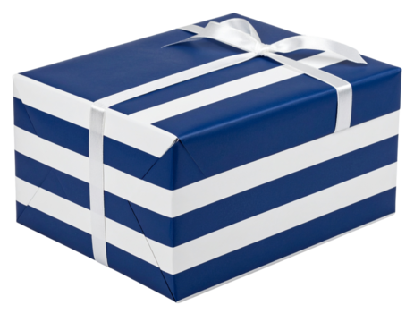 Wrapped Present with Dual-Tone Diagonal Stripes, isolated on a transparent background.