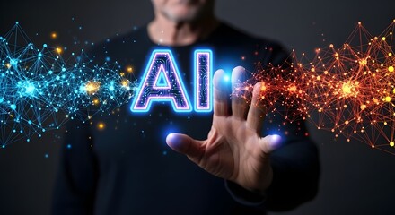 Artificial intelligence ai technology concept digital brain with neural network data