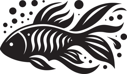 Obraz premium Black Fish Silhouette Vector – Iconic Logo Design for Marine and Fishing Themes