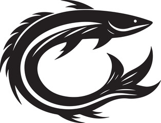 Black Fish Silhouette Vector – Iconic Logo Design for Marine and Fishing Themes