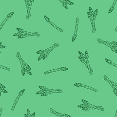 asparagus pattern background. green asparagus seamless pattern background. doodle asparagus pattern.