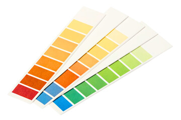 Collection of colorful paint swatch samples for home decor isolated with transparent background