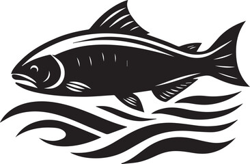 Black Fish Silhouette Vector – Iconic Logo Design for Marine and Fishing Themes