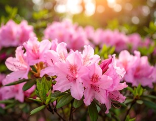 Beautiful pink flowers in sunlight
