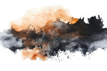 Abstract Watercolor Painting Brown Black White Splashes