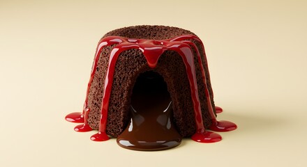 Chocolate Lava Cake with Red Glaze