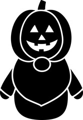 Halloween gnome and pumpkin black silhouette.
Cute Halloween gnome character cartoon design isolated.
Spooky gnome icon. 
Transparent background. SVG.