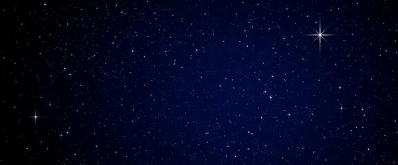 Deep midnight blue background scattered with intensely bright, shimmering stars,  galaxy,  magical
