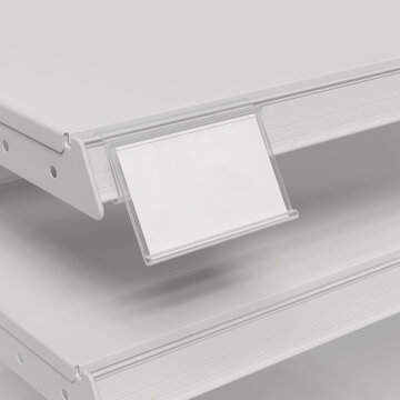 Hinged shelf talker mockup. 3D rendering