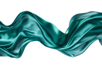 Teal silk fabric flowing gracefully dark background