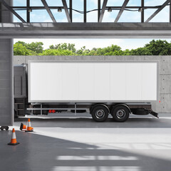 Truck box branding mockup. 3D rendering