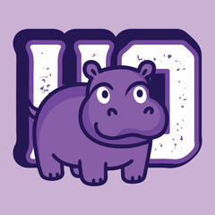 Hippo in h alphabet illustration cartoon vector icon