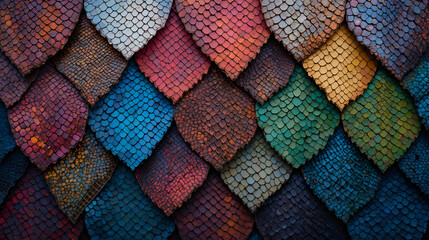 Vibrant Reptilian Scales Showcasing Intricate Patterns and Textures