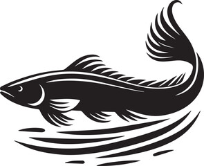 Black Fish Silhouette Vector – Iconic Logo Design for Marine and Fishing Themes
