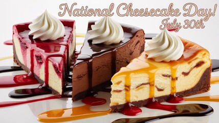Cheesecake celebration on July 30th with sweet vibrant flavors.