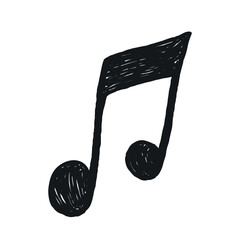 Hand drawn punk rock doodle. Musical note, tattoo crayon sketch, grafitti rebellious icon, sticker, scribble for poster, disco party, retro podcast. Grunge music element. Isolated vector illustration.
