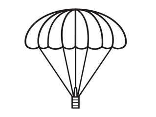 Minimal parachute icon in 2D outline format