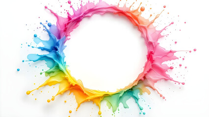 Rainbow paint splash circle