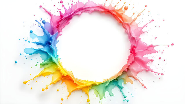Rainbow paint splash circle
