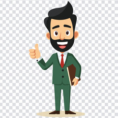 Successful Businessman with Clipboard and Thumbs Up Gesture