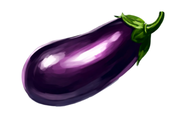 Isolated background image,hand drawn style drawing of a Eggplant,white background PNG
