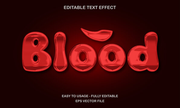 Bloody red text effect, horror liquid style for scary themes