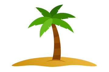 Here is a tropical summer vector illustration of a palm tree on a beach island with the sun, sea, and ocean in nature for travel vacation design