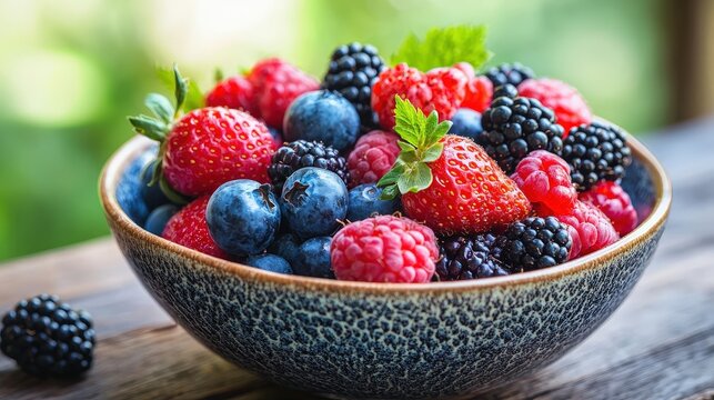Organic Fresh Berries Bowl for Healthy Eating