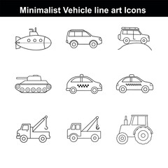 Transportation Icons Collection with Cars Trucks Buses and More in Vector Style