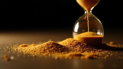Digital Tokens Flowing Through Hourglass – Macro Concept of Time and Geopolitics