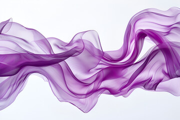 Purple sheer fabric flowing gracefully elegant waves light background