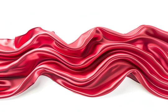 Fototapeta Red silk fabric flowing elegantly white background