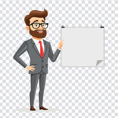 Business professional presenting blank board