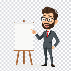 Businessman Presenting on Whiteboard
