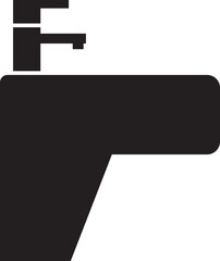 sink unit icon in flat, use for kitchen and bathroom washbasin sign, symbol in trendy style pictogram isolated on transparent background